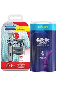 Gillette Mach 3 Turbo Tıraş Makinesi + 4 Yedek Bıçak + 2'li Tıraş Köpüğü