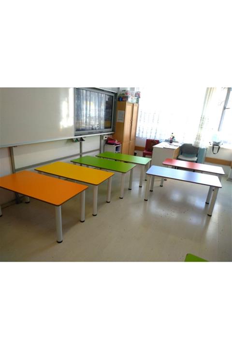 BAZEpark Anaokulu Market Dikdörtgen Ahşap Anaokulu Kreş Çocuk Çalışma Masası 60x120 Bz-248522
