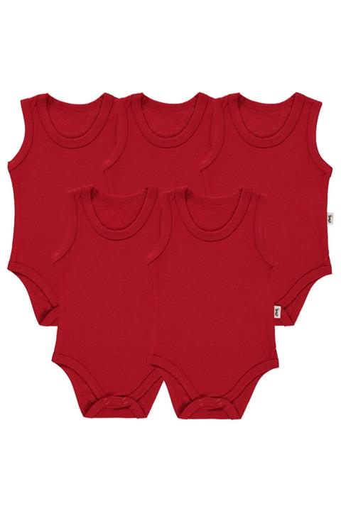 Civil Baby Basic Süprem Bisiklet Yaka 5'li Çıtçıtlı Badi Kırmızı