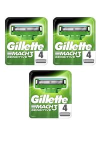 Gillette Mach3 Sensitive 4'lü Yedek Tıraş Bıçağı * 3 Adet