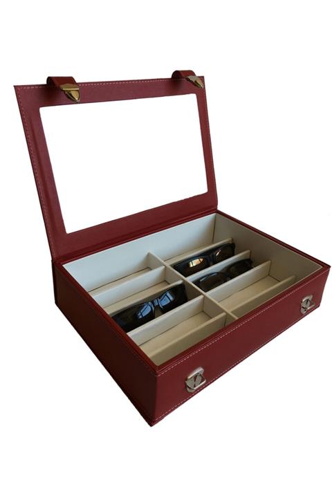 OBTech Şeffaf Fiber Kaplama Deri Model 10'lu Gözlük Koleksiyon Kutusu 4 Renk