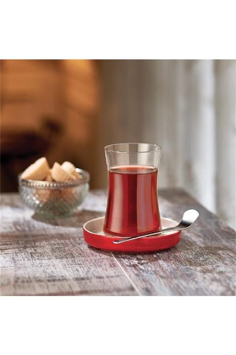 Koleksiyon1 Istanbul Tiryaki Kırmızı Çay Bardağı Seti 6 Lı