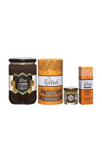 APİTÜRK Apiterapi Set ( 5'li Karışım 760gr+su Bazlı Propolis 50ml+40gr Arısütü+propolis Sprey30ml)