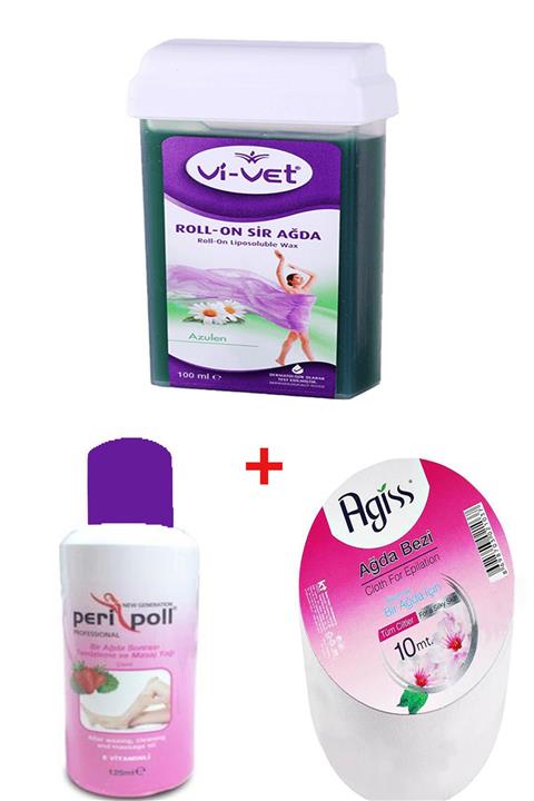 Vivet Süper Agda Seti Peripol Ağda Temizleme Yağı +agis Ağda Bezi + Vivet Kartuş Ağda