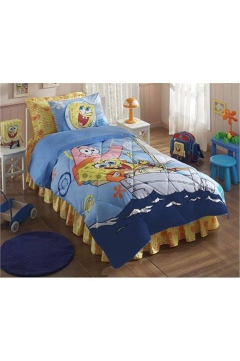 Taç Lisanslı Sponge Bob Boat Tek Kişilik Uyku Seti