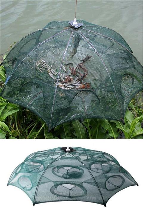 DecoTown Şemsiye Balık Ağı Yakalama Tutma Filesi 16 Cepli Büyük Boy Taşınabilir Serpme Balık Tuzağı