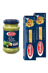 Barilla Spaghetti N.5 Makarna 500 Gr 2'li + Pesto Fesleğen Makarna Sos 190 Gr