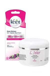 Veet Easy Gelwax Normal Cilt Soğuk Ağda Bandı Yüz Bölgesi 20'li Ve Topikal %30 Anestezi Kremi 50 Ml