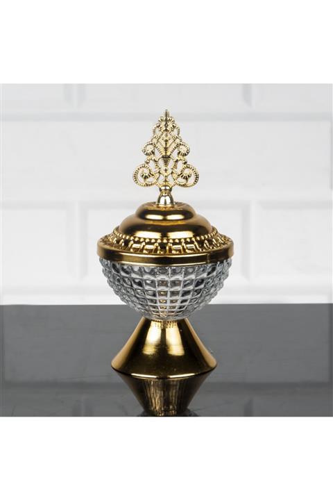 Zeyve Metal Ayaklı Kapaklı Cam Lokumluk