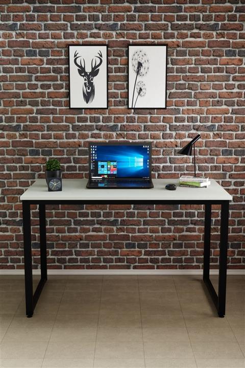 Ceramical Çalışma Masası, Bilgisayar Masası, Ofis Masası (60x120 Cm, Beyaz)