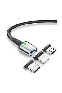 Baseus Zinc Magnetic Premium Usb Şarj Kablosu 3 Başlık iphone+type-c+micro 1m