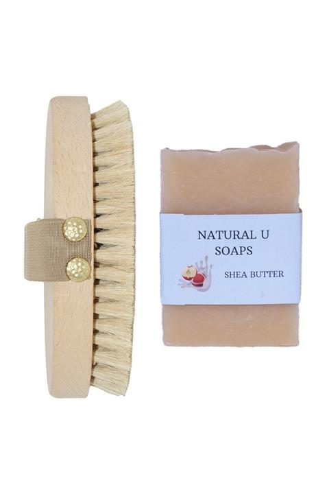 Natural U %100 Doğal At Kılı Selülit Fırçası ve Doğal Shea Butter Sabunu Seti