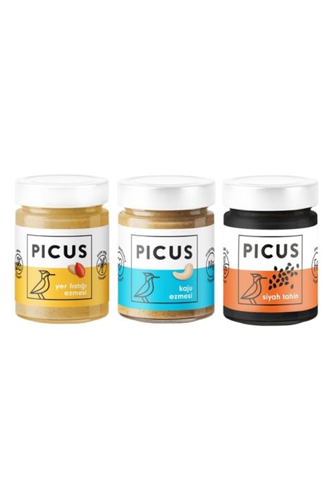picus Yer Fıstığı Ezmesi 300 Gr.x1 Kaju Ezmesi 195 Gr.x1 Siyah Tahin 210 Gr.x1