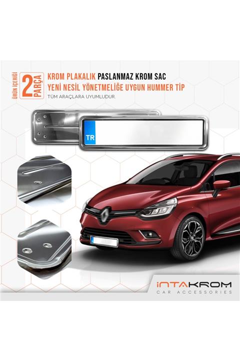 İntachrom Renault Clio 4 Krom Plakalık - Hummer Tip 2 Adet