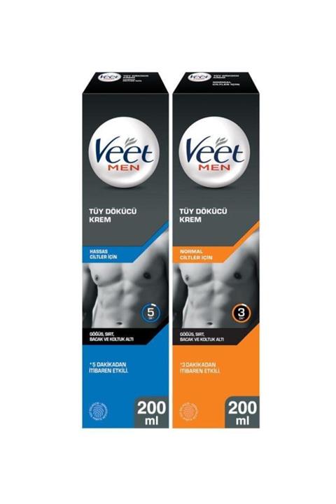Veet Men Hassas Erkeklere Özel Tüy Dökücü 200ml+Veet Men Normal Erkeklere Özel Tüy Dökücü 200ml