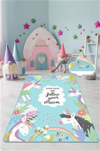 Chilai Home CUTE UNICORN Çocuk ve Bebek Halısı Yıkanabilir ,Kaymaz Taban