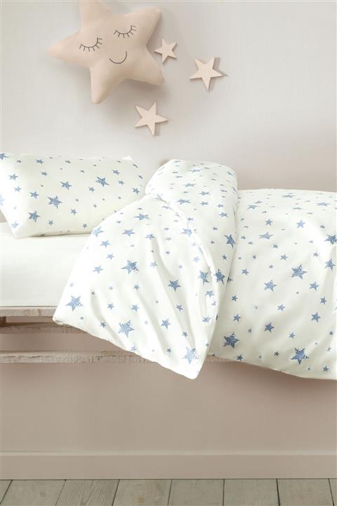 Hibboux Star White Bebek Nevresim Seti - W.Blue