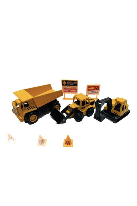 toysandmore Iş Makinaları Kamyon Kepçe Dozer 3 Lü Metal Inşaat Araç Seti