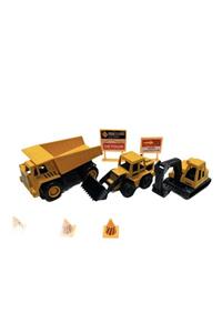 toysandmore Iş Makinaları Kamyon Kepçe Dozer 3 Lü Metal Inşaat Araç Seti