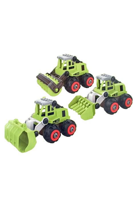 PopŞeker Sök Tak Eğlenceli Oyuncak 3'lü Dozer Silindir Kepçe Iş Makineleri Seti