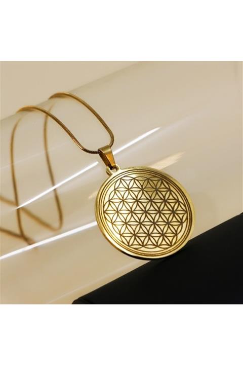 Derya Öztürk Kolye Yaşam Çiçeği Kolye - Gold Renk