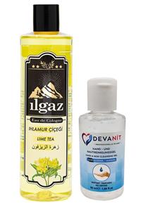 ILGAZ Ihlamur Çiçeği Kolonyası 400 ml + Devanit 50 ml Dezenfektan Jel Pürel