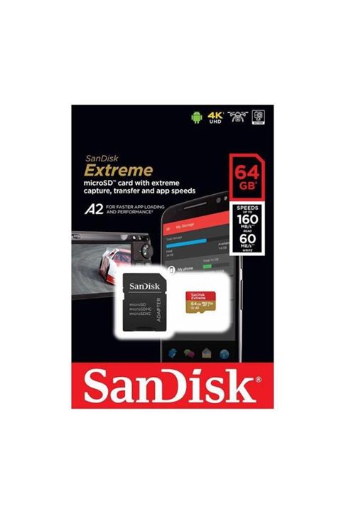 SanDisk Extreme 64gb 160mb s Microsdxc Hafıza Kart