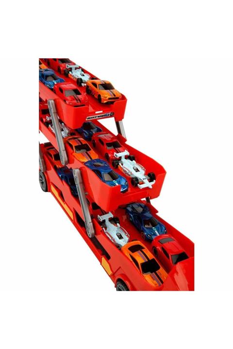mattel Hotmax Wheels Lisanslı Araç Taşıyıcı Büyük Tır Seti 4 Araç Hediyeli Açılır Kapanır Kapak