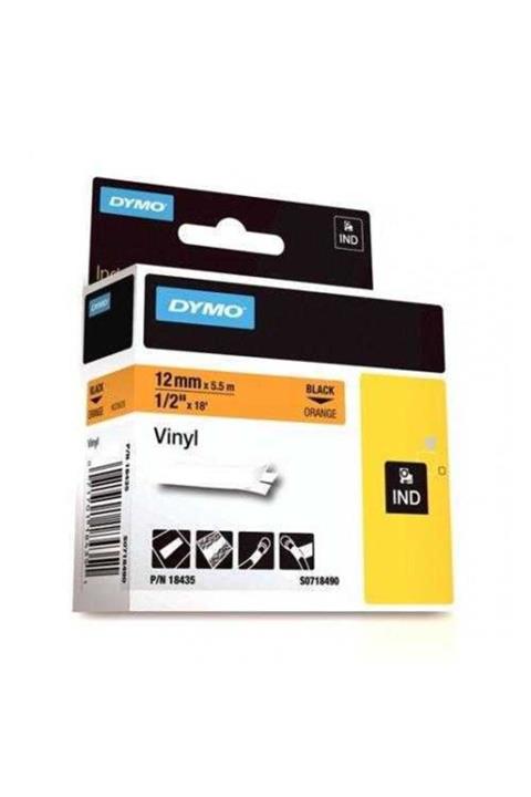 Dymo RhinoPro Renkli Vinil Şerit 12mmx5.5m Siyah-Turuncu 18435