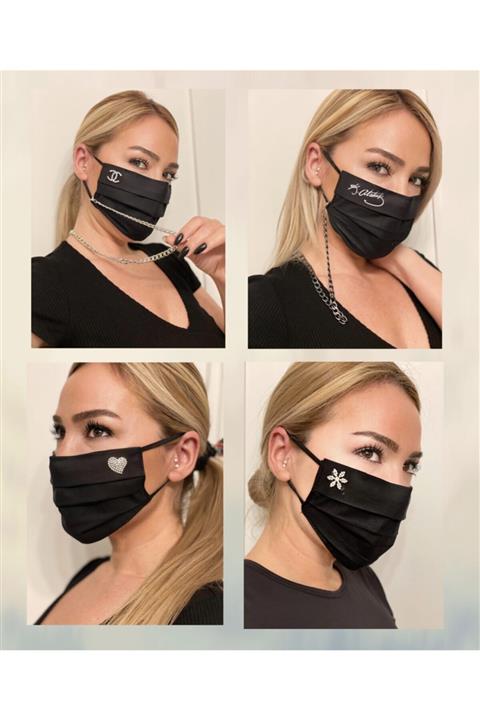 MaskeTrendi Siyah Bez Maske 4 Adet