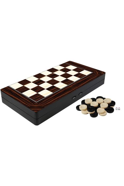 Pysco Yenigün Turnuva Ahşap Ceviz Kaplama Tasarım El Işi Tavla Takımı