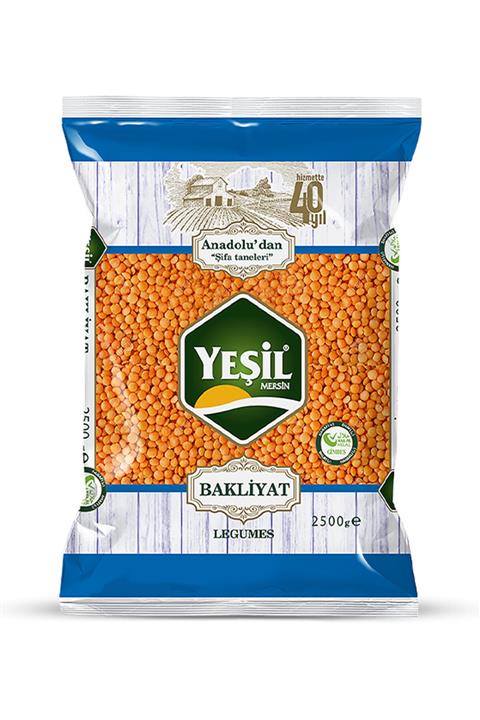 YEŞİL MERSİN BAKLİYAT Kırmızı Mercimek 2,5 Kg Futbol