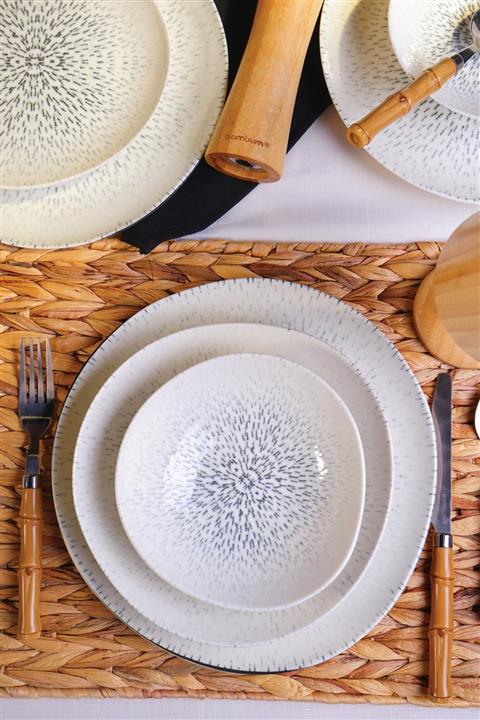 Bambum Gemma - 24 Parça Bone Porselen Yemek Takımı