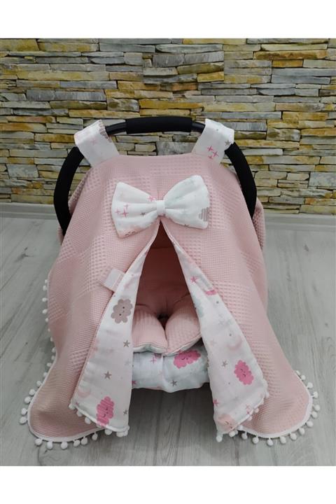renklievimbeysehir Puset Örtüsü Set Babynest Pudra Wafle Pike Ve Bulutlu Müslin
