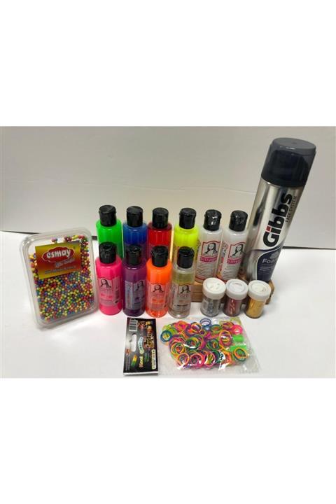 Monalisa Set 8 Renk 70 Ml Slime + 2 Ad. 70 Ml Boraks + 3 Ad. Toz Sim + 1 Ad. Köpük + Traş Köpük + Bileklik