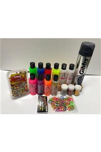 Monalisa Set 8 Renk 70 Ml Slime + 2 Ad. 70 Ml Boraks + 3 Ad. Toz Sim + 1 Ad. Köpük + Traş Köpük + Bileklik