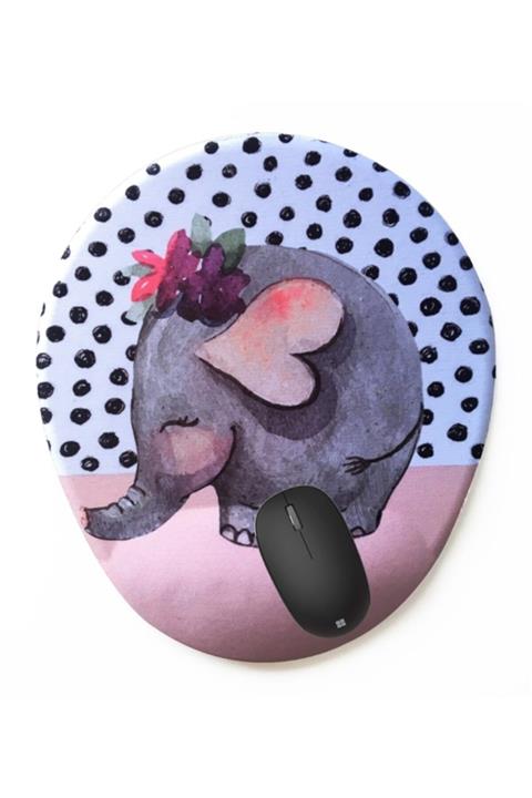 4k tasarım An Elephant Bee Bılek Desteklı Mouse Pad - Fıl Pembe