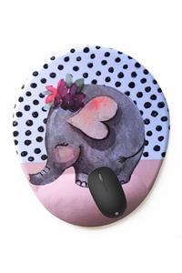 4k tasarım An Elephant Bee Bılek Desteklı Mouse Pad - Fıl Pembe