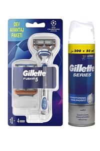 Gillette Fusion5 Tıraş Makinesi + 4 Yedek Bıçak + Series Tıraş Köpüğü Nemlendirici 250ml