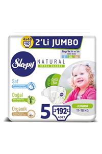 Sleepy Natural Bebek Bezi 5 Beden Junior 4x2'li Jumbo 192 Adet