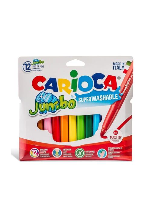 CARIOCA Jumbo Süper Yıkanabilir Kalın Keçeli Boya 12 Renk