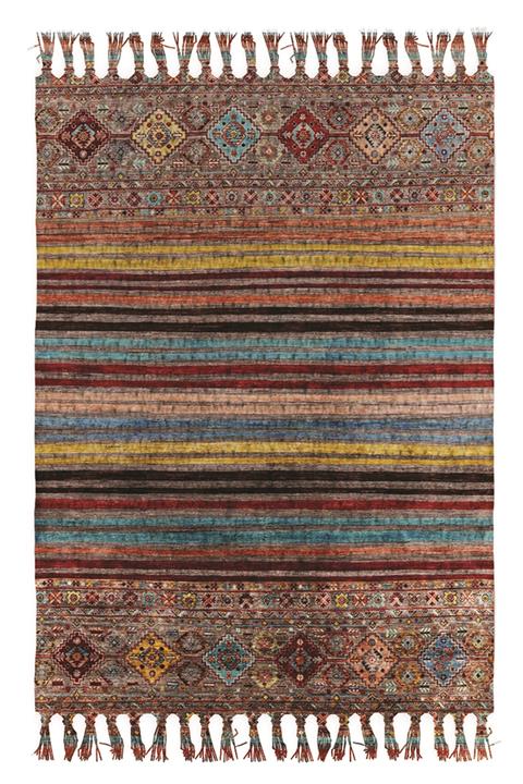 KARNAVAL HOME Karnaval Etnik Otantik Vintage Desenli Yıkanabilir Saçaklı Uşak Dokuma Kilim Petra-9003