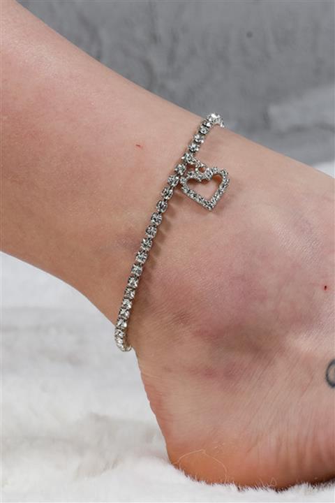 Gunbaz Aksesuar Kadın Kalp Figürlü Taşlı Halhal 006