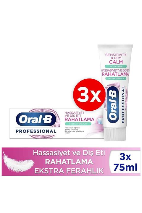 OralB Professional Hassasiyet ve Diş Eti RAHATLAMA Ekstra Ferahlık Diş Macunu 225ml ( 75ml x 3 )