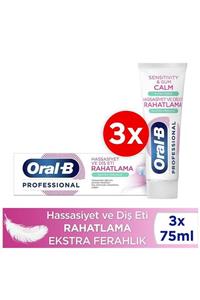 OralB Professional Hassasiyet ve Diş Eti RAHATLAMA Ekstra Ferahlık Diş Macunu 225ml ( 75ml x 3 )