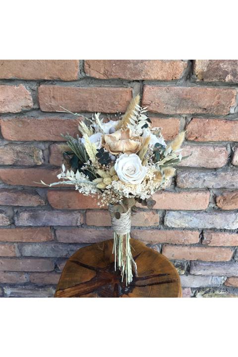 Derin Flowers Gelin Buketi 4 Şoklanmış Güllü