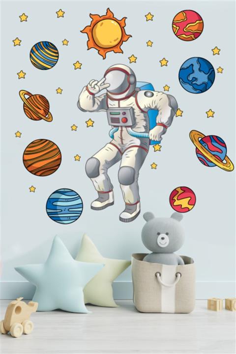AMORİS Astoronot Ve Gezegenler 50 Parça Duvar Sticker