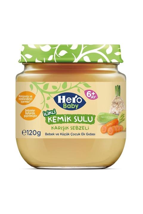 Hero Baby Kemik Sulu Karışık Sebzeli Kavanoz Mama 120g 12 Adet