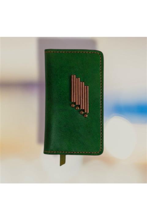 Pera Leather Craft El Yapımı El Boyaması Hakiki Deri Yeşil  Kadın Cüzdan