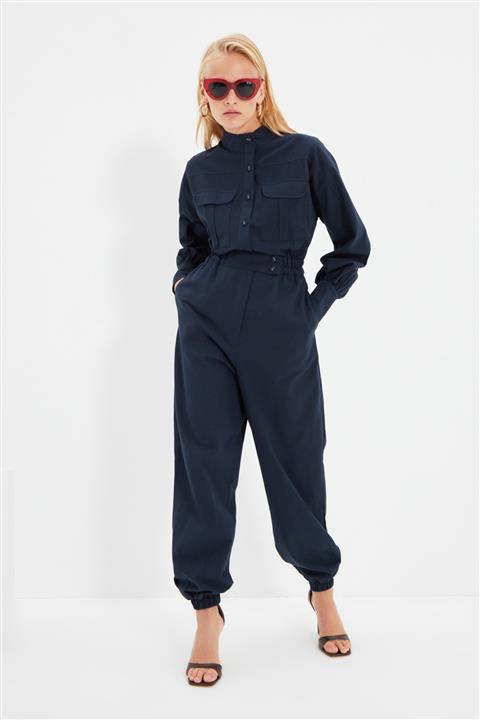 TRENDYOLMİLLA Lacivert Düğme Detaylı Tulum TWOSS19IE0098